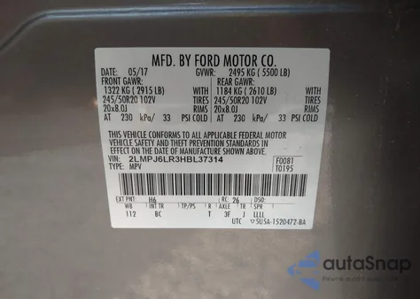 2017 Lincoln Mkx Reserve from USA, damaged, VIN 2LMPJ6LR3HBL37314